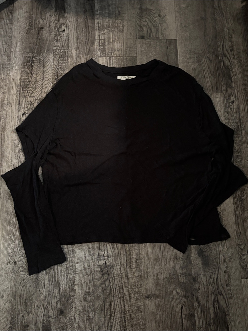 We the Free Long Sleeve Tee with Open Elbows - Black - Size Large